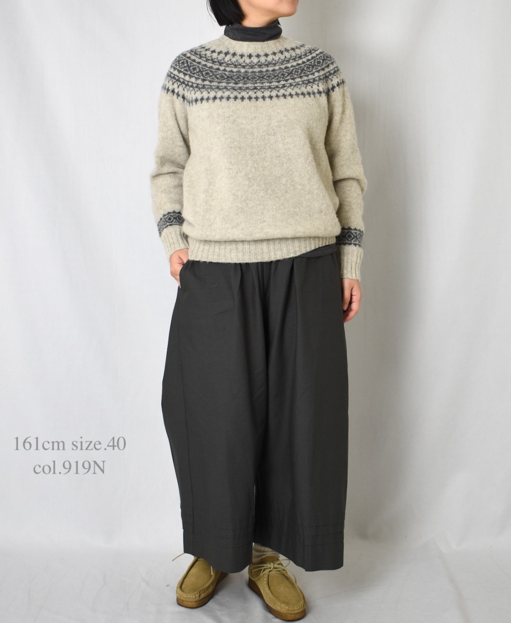 NJT1661(ニット) SHETLAND WOOL NORDIC HEAVY BRUSH CREW-NECK PULLOVER