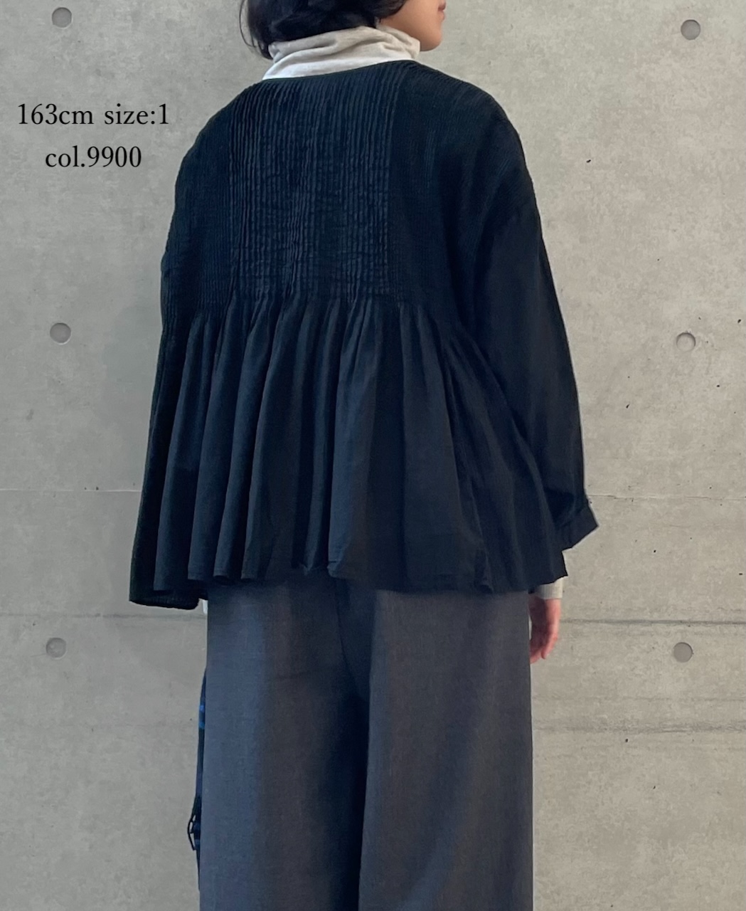 ●NMDS25513D(シャツ) 80s ORGANIC COTTON SMALL CHECK&VOILE PLAIN(OVER DYE) CREW NECK BUTTON SHIRT WITH PINTUCK