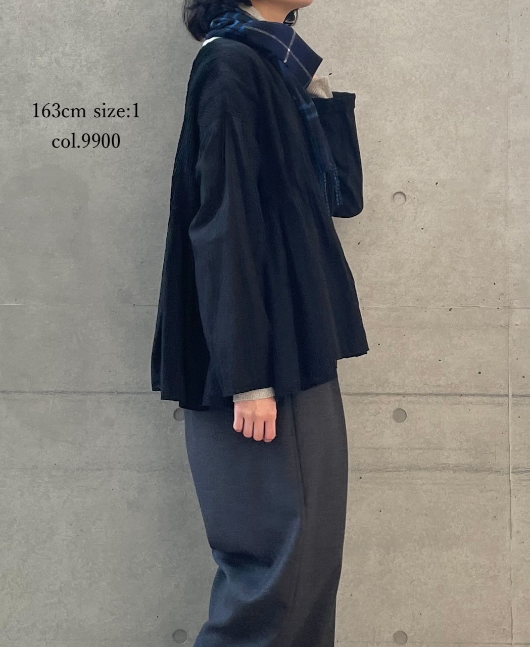 ●NMDS25513D(シャツ) 80s ORGANIC COTTON SMALL CHECK&VOILE PLAIN(OVER DYE) CREW NECK BUTTON SHIRT WITH PINTUCK