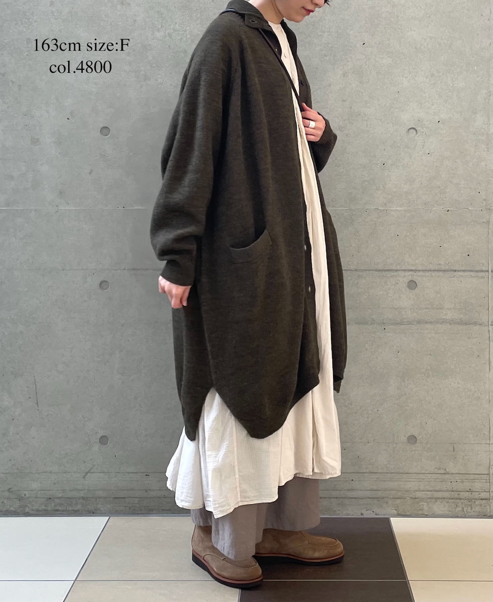 GNSL22703 (カーディガン) 7GG 2PLY PLAIN STITCH COTSWOLDS TURTLE NECK BUTTON LONG CARDIGAN