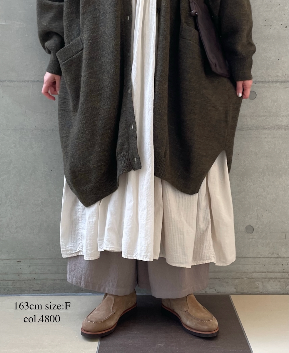 GNSL22703 (カーディガン) 7GG 2PLY PLAIN STITCH COTSWOLDS TURTLE NECK BUTTON LONG CARDIGAN