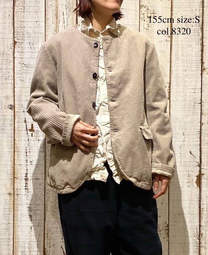 NVL2561D(ジャケット)WIDE&NARROW WALE CORDUROY(OVERDYE) 60'S ORGANIC CAMBRIC SIDE VENTS NO COLLAR JACKET