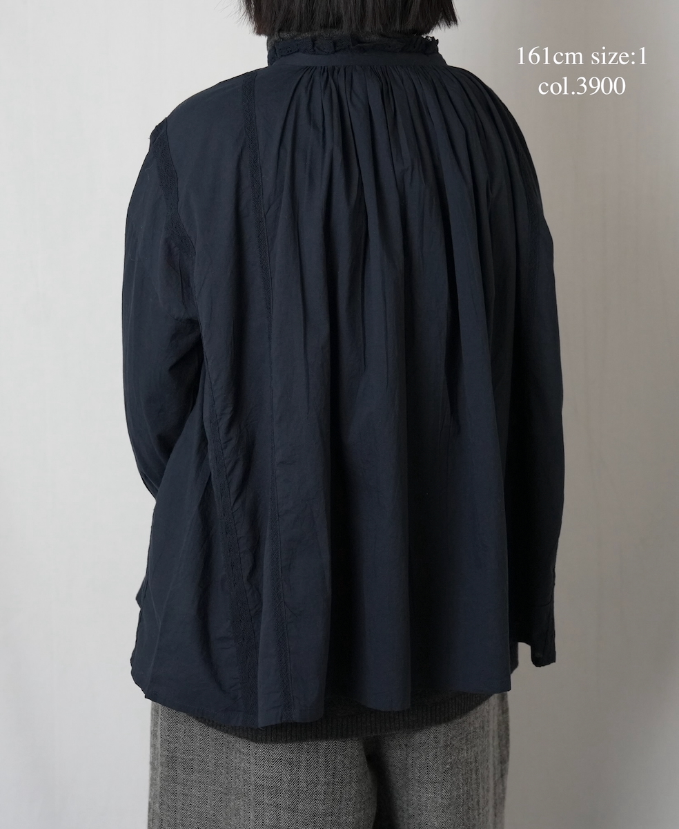 NSL25621(スモック) 60s CAMBRIC PLAIN WITH LACE GATHERED PATCHWORK SMOCK