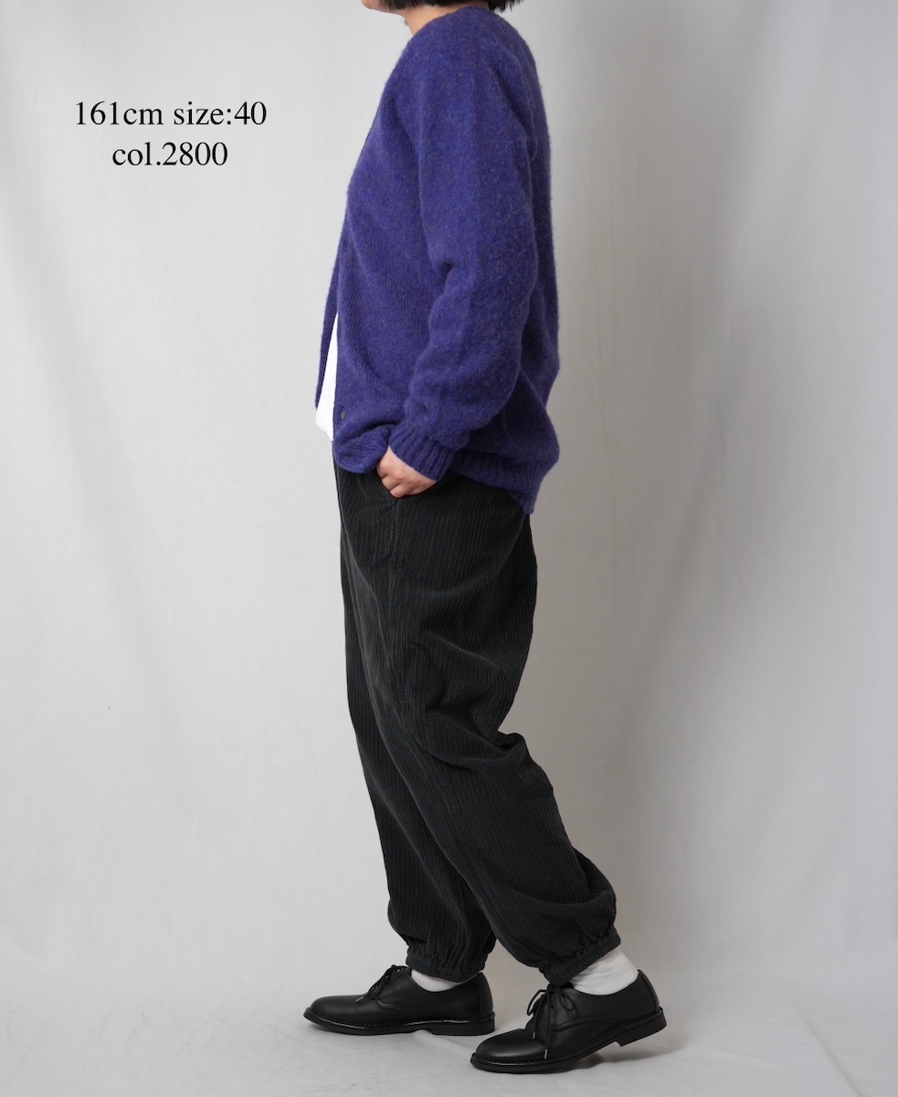 NJT2351 (ニット) SHETLAND WOOL PLAIN HEAVY BRUSH SEAM FREE CREW NECK SADDLE SHOULDER CARDIGAN