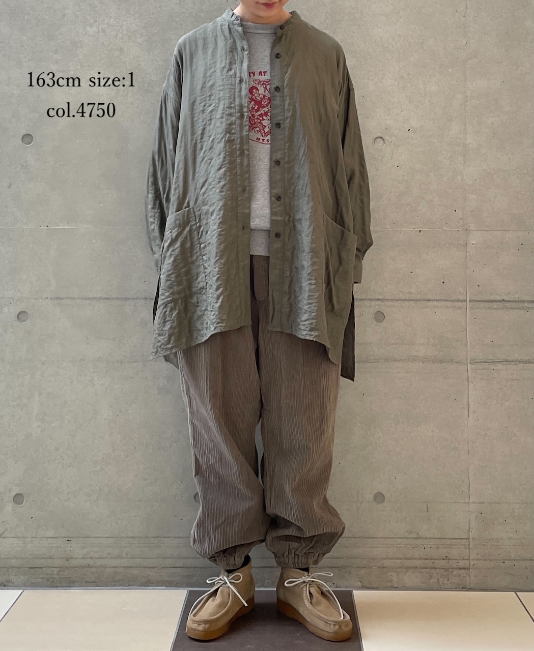 NMDS25583(シャツ) STITCHED BANGALORE SILK PLAIN BANDED COLLAR SHIRT