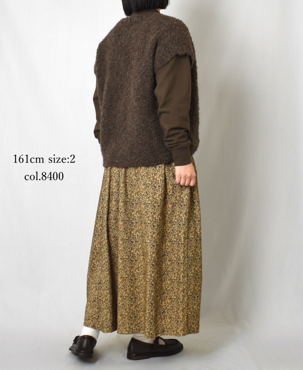 NSL25585(スカート) CORDUROY SMALL FLOWER PRINT GATHERED SKIRT