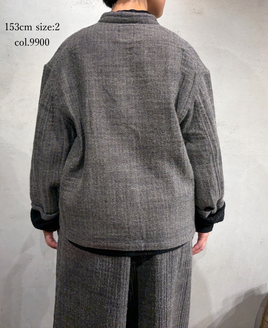 ●NMDS25611(ジャケット) WOOL COTTON HERRINGBONE STAND COLLAR FLY FRONT JACKET