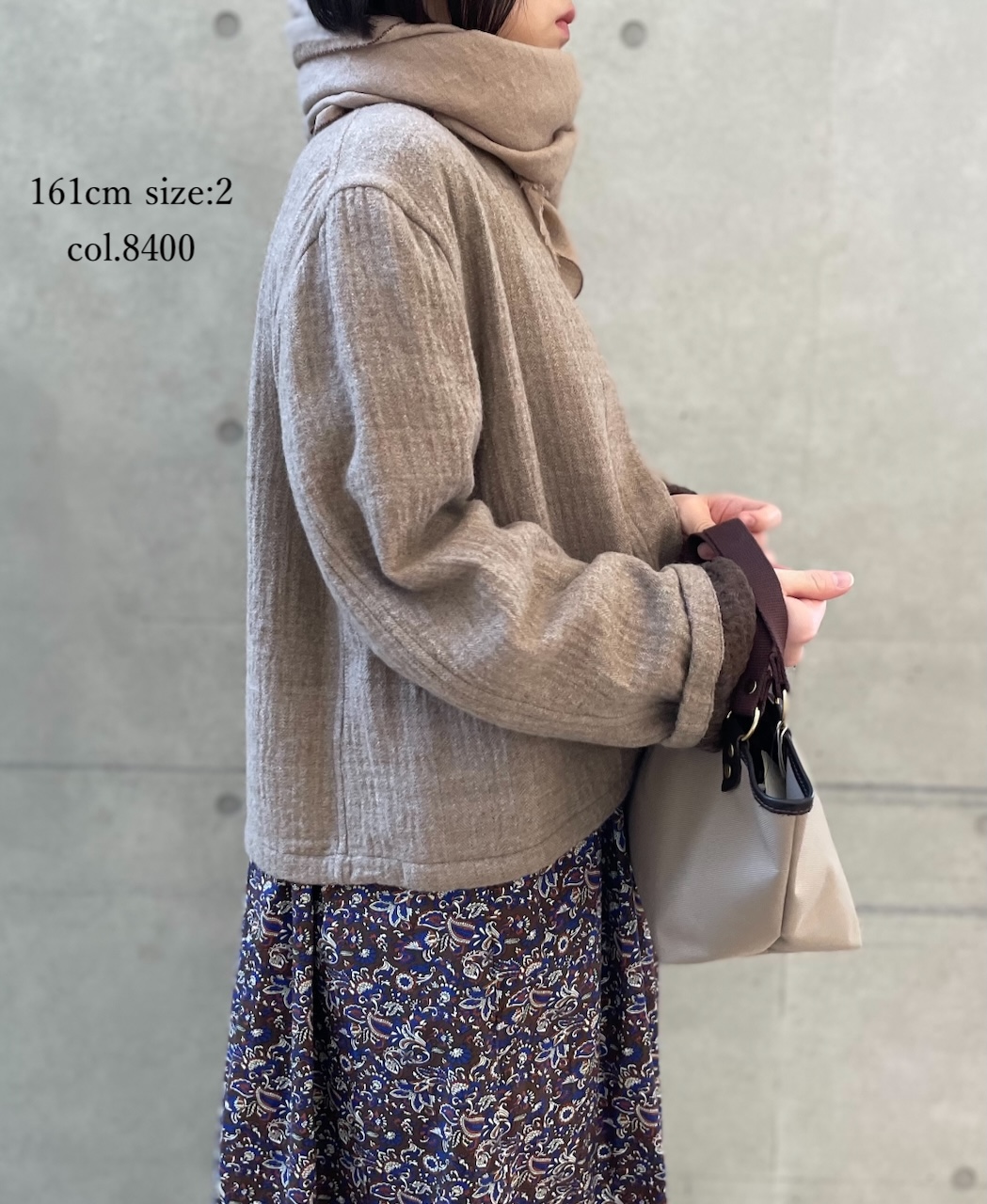 ●NMDS25611(ジャケット) WOOL COTTON HERRINGBONE STAND COLLAR FLY FRONT JACKET