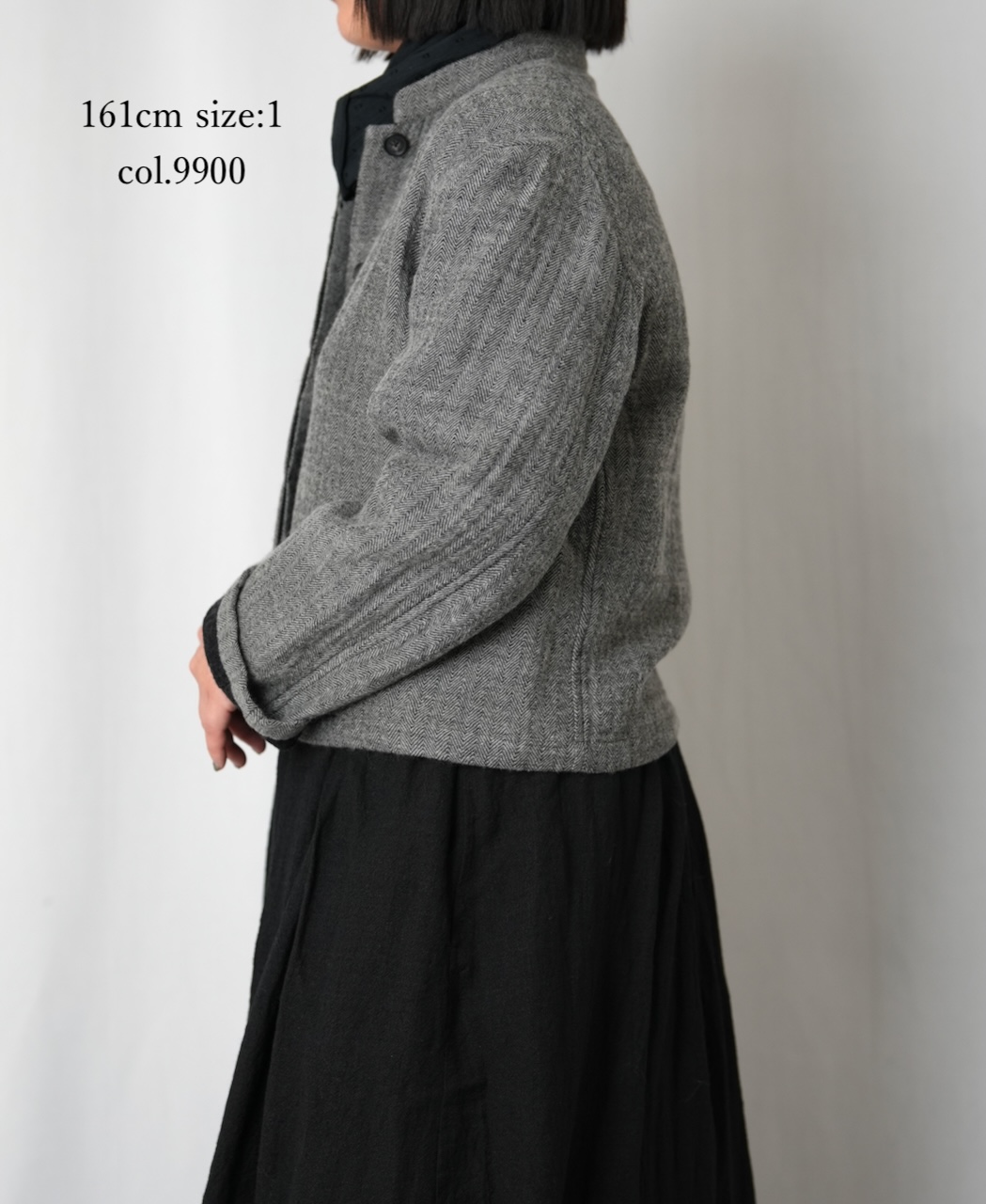 ●NMDS25611(ジャケット) WOOL COTTON HERRINGBONE STAND COLLAR FLY FRONT JACKET