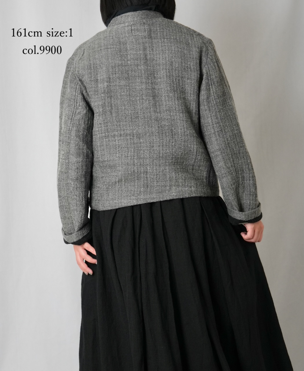 ●NMDS25611(ジャケット) WOOL COTTON HERRINGBONE STAND COLLAR FLY FRONT JACKET