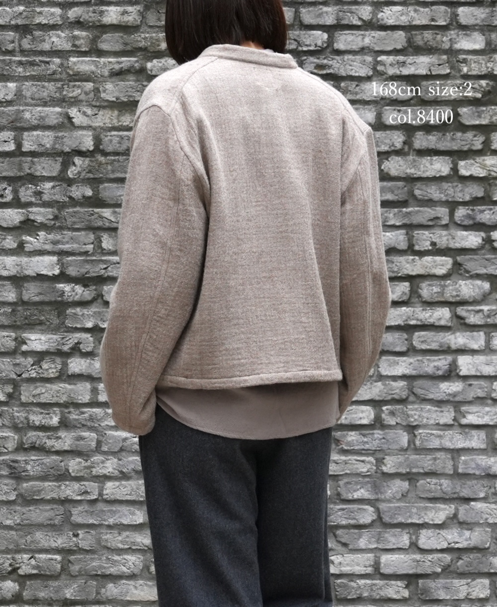 ●NMDS25611(ジャケット) WOOL COTTON HERRINGBONE STAND COLLAR FLY FRONT JACKET