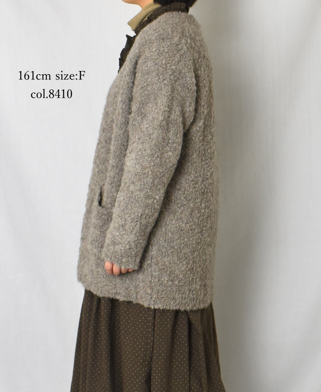 maison de soil(メゾンドソイル) ブークレカーディガン maison de soil BOUCLE V-NECK CARDIGAN WITH PIN,Narumi Trading