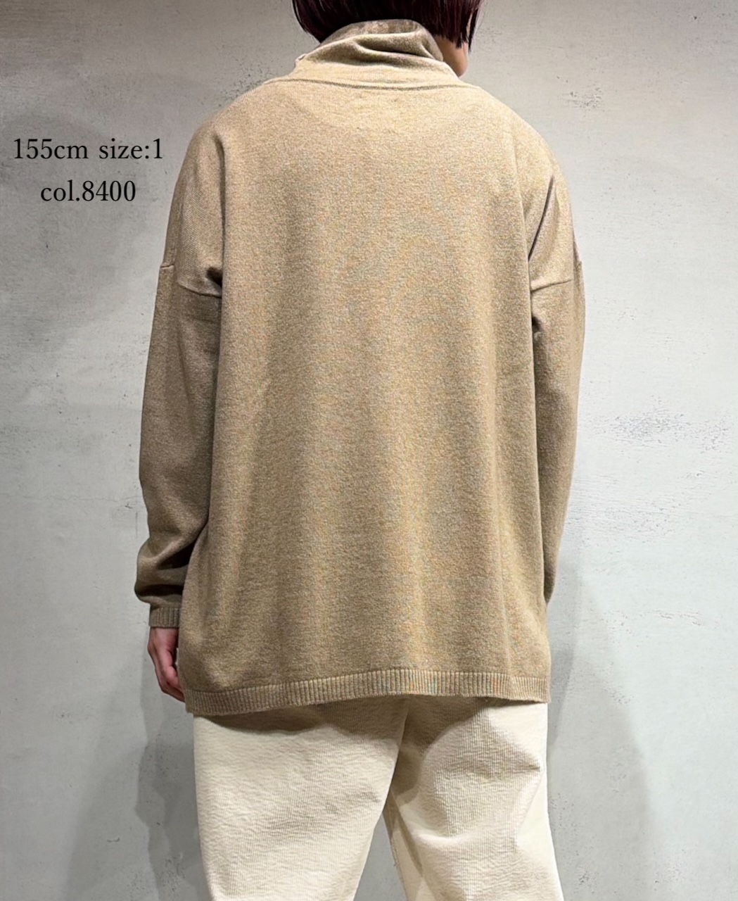 NMDSN2251D(ニット) 12GG PLAIN STITCH DROP SHOULDER POLO NECK WITH SLIT