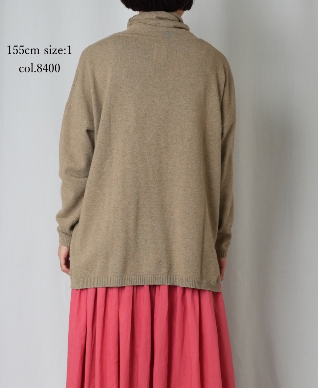 NMDSN2251D(ニット) 12GG PLAIN STITCH DROP SHOULDER POLO NECK WITH SLIT