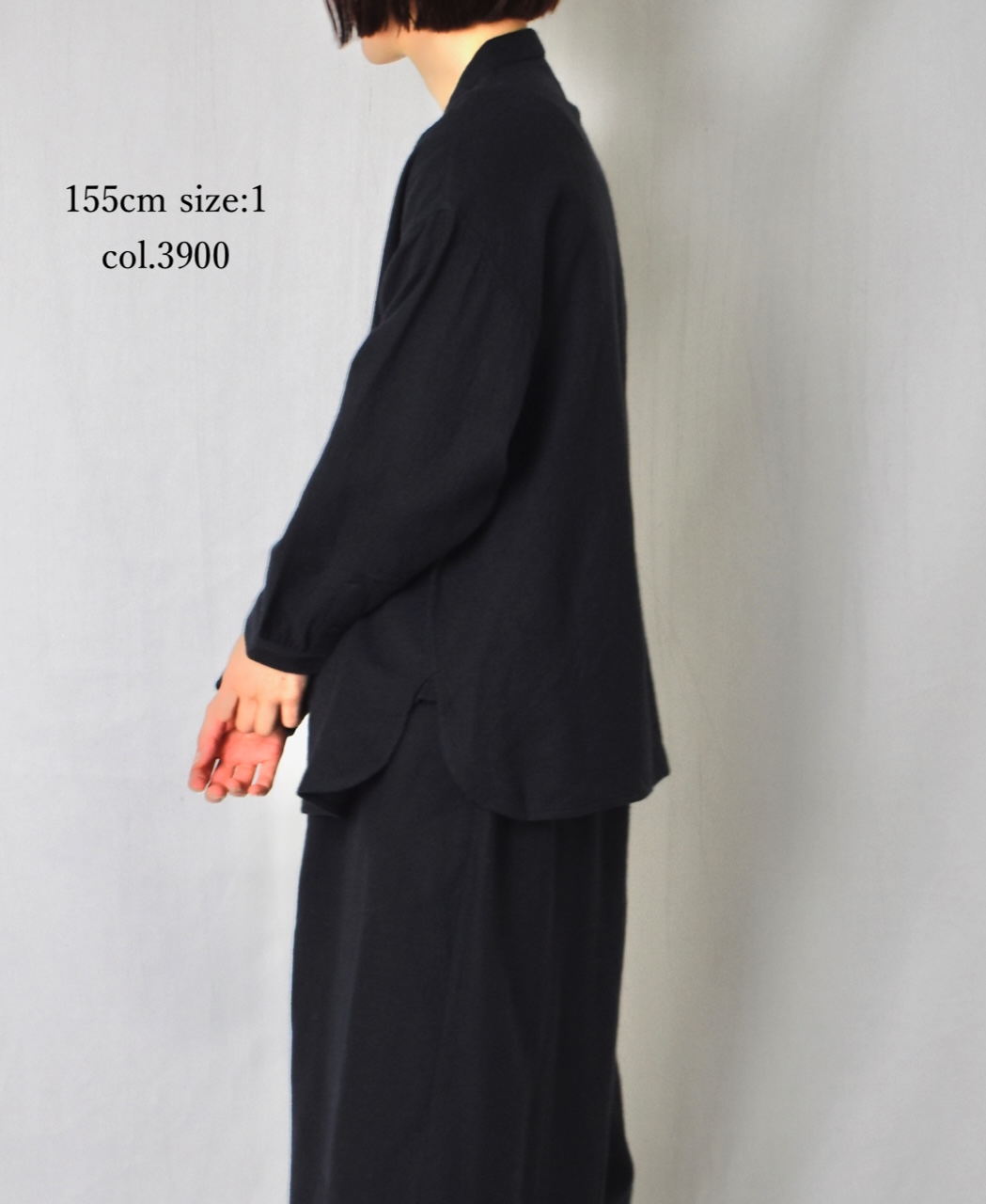 NMDS25601(シャツ) BOILED WOOL PLAIN BANDED COLLAR EMB SHIRT