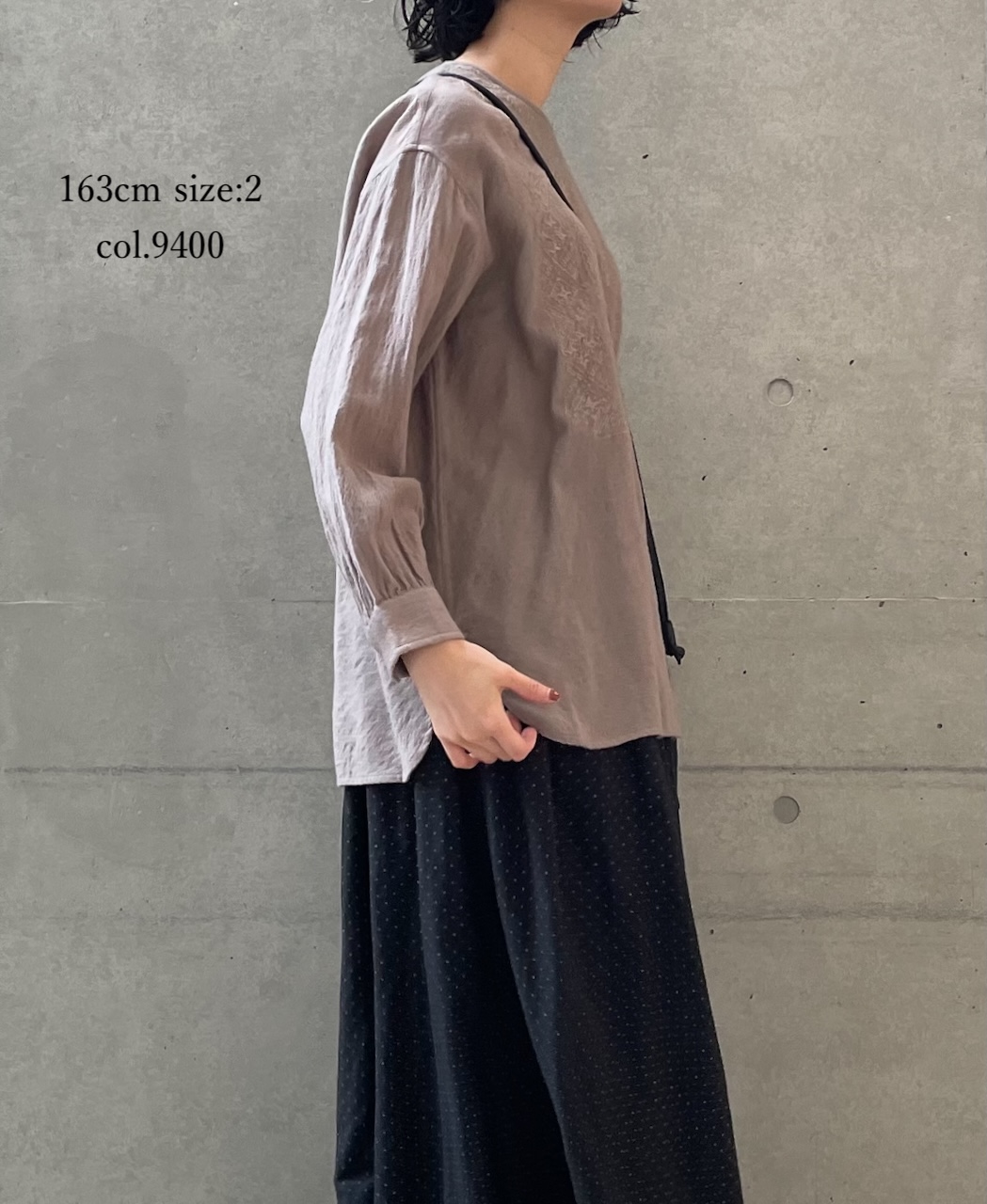 NMDS25603(シャツ) BOILED WOOL PLAIN BACK OPENING CREW-NECK EMB SHIRT