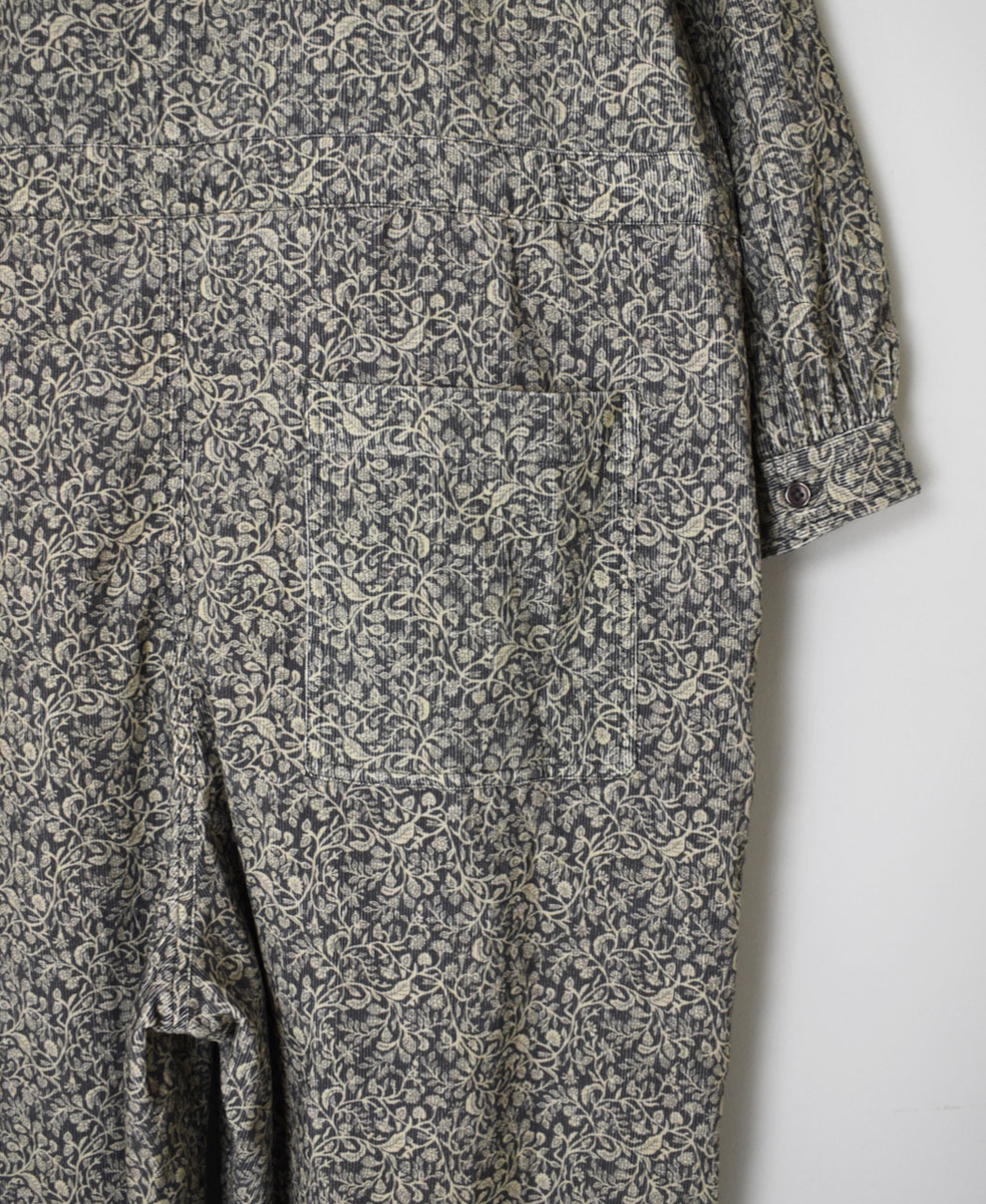 NSL24533(オーバーオール) CORDUROY FLOWER PRINT BANDED COLLAR OVERALLS
