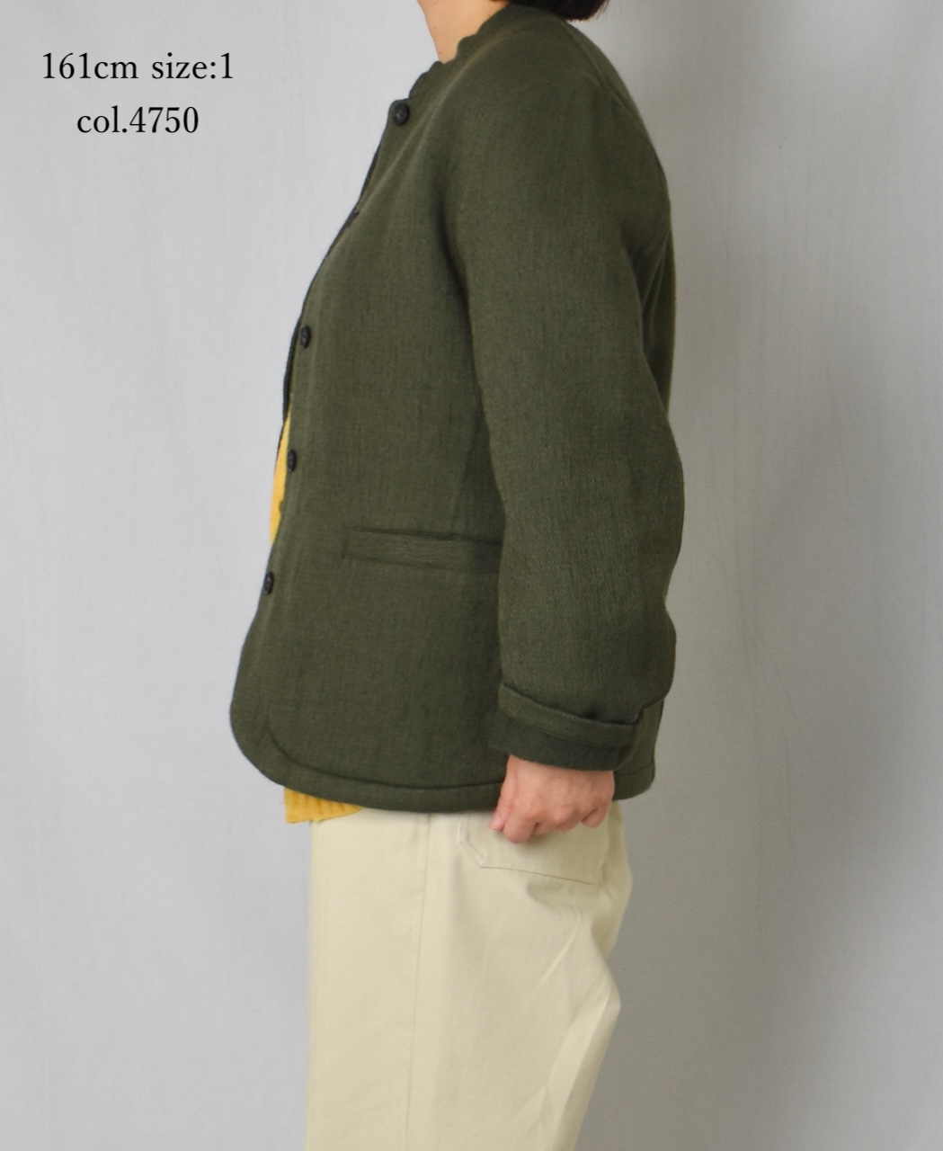 NMDS24551(ジャケット) WOOL COTTON SMALL HERRINGBONE STAND COLLAR FLY FRONT JACKET