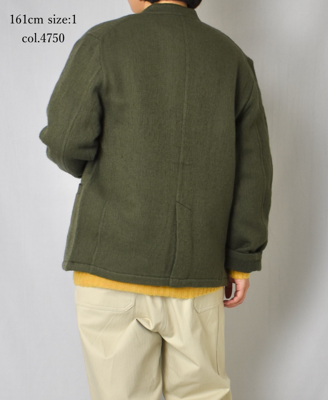 NMDS24551(ジャケット) WOOL COTTON SMALL HERRINGBONE STAND COLLAR FLY FRONT JACKET