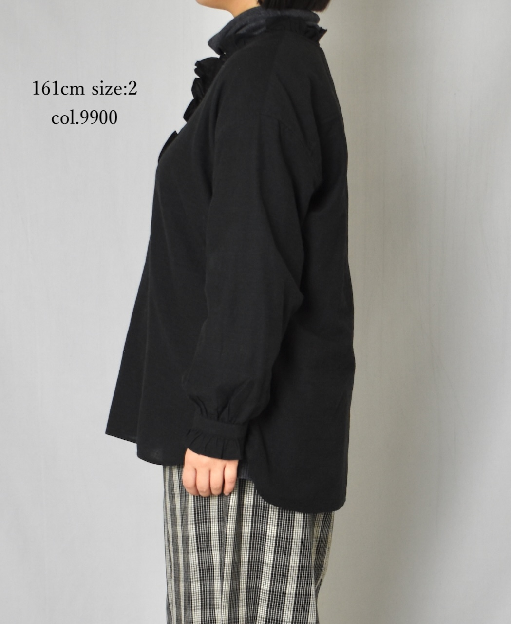 INMDS25752(シャツ) WOOL/COTTON/SILK PLAIN FRILL COLLAR PULLOVER SHIRT