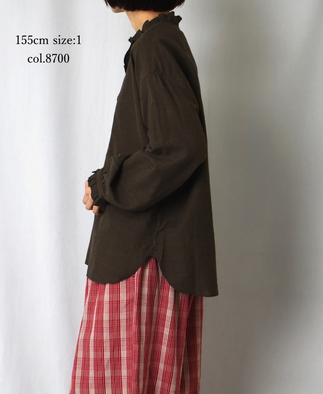 INMDS25752(シャツ) WOOL/COTTON/SILK PLAIN FRILL COLLAR PULLOVER SHIRT