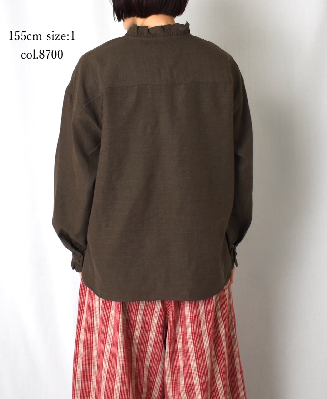 INMDS25752(シャツ) WOOL/COTTON/SILK PLAIN FRILL COLLAR PULLOVER SHIRT