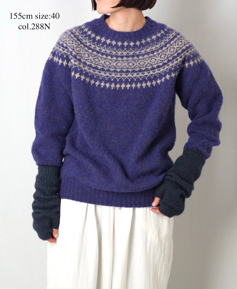 NJT1661(ニット) SHETLAND WOOL NORDIC HEAVY BRUSH CREW-NECK PULLOVER