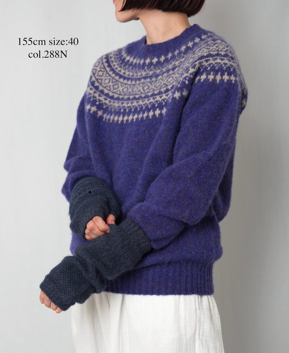 NJT1661(ニット) SHETLAND WOOL NORDIC HEAVY BRUSH CREW-NECK PULLOVER