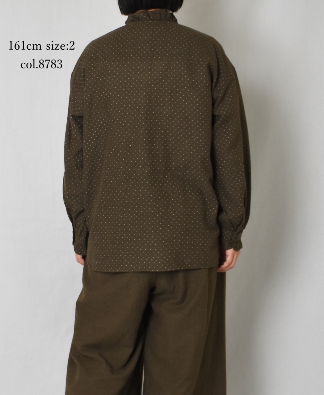 INMDS25761(シャツ) WOOL/COTTON/SILK PIN DOT PRINT FRILL COLLAR SHIRT