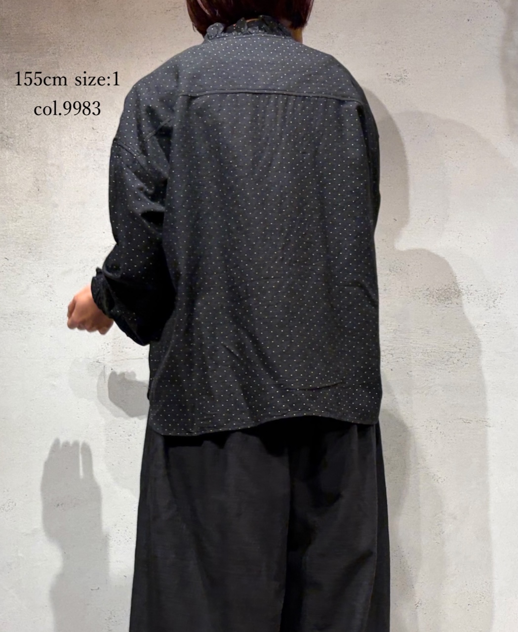 INMDS25761(シャツ) WOOL/COTTON/SILK PIN DOT PRINT FRILL COLLAR SHIRT
