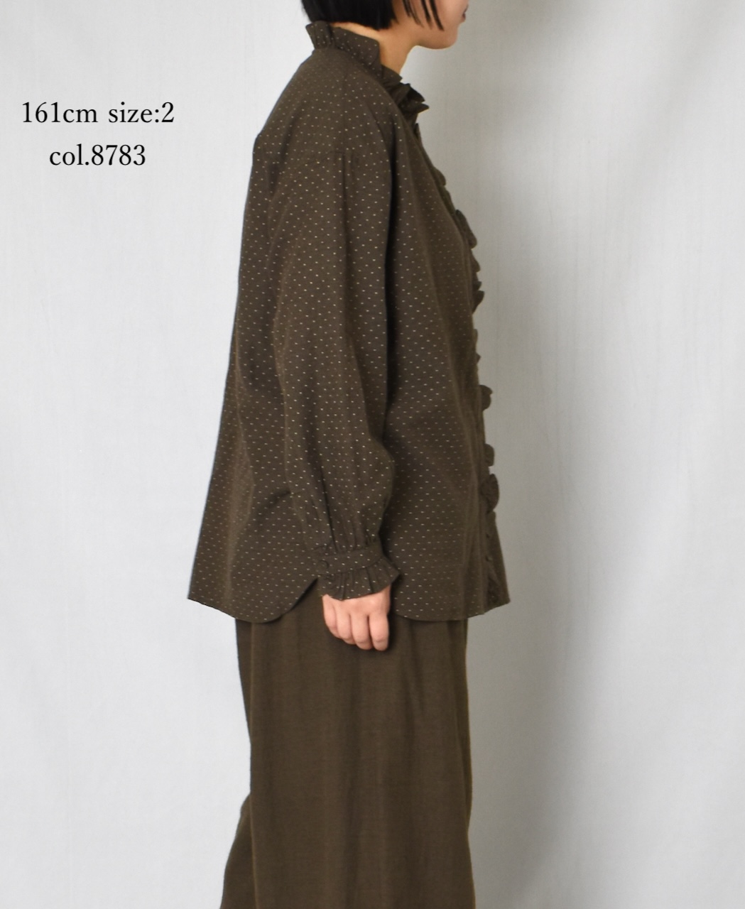 INMDS25761(シャツ) WOOL/COTTON/SILK PIN DOT PRINT FRILL COLLAR SHIRT