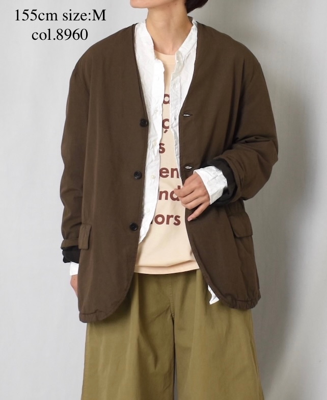 NVL2591D(ジャケット) 40s ORGANIC POPLIN (OVERDYE) SIDE VENTS V-NECK JACKET