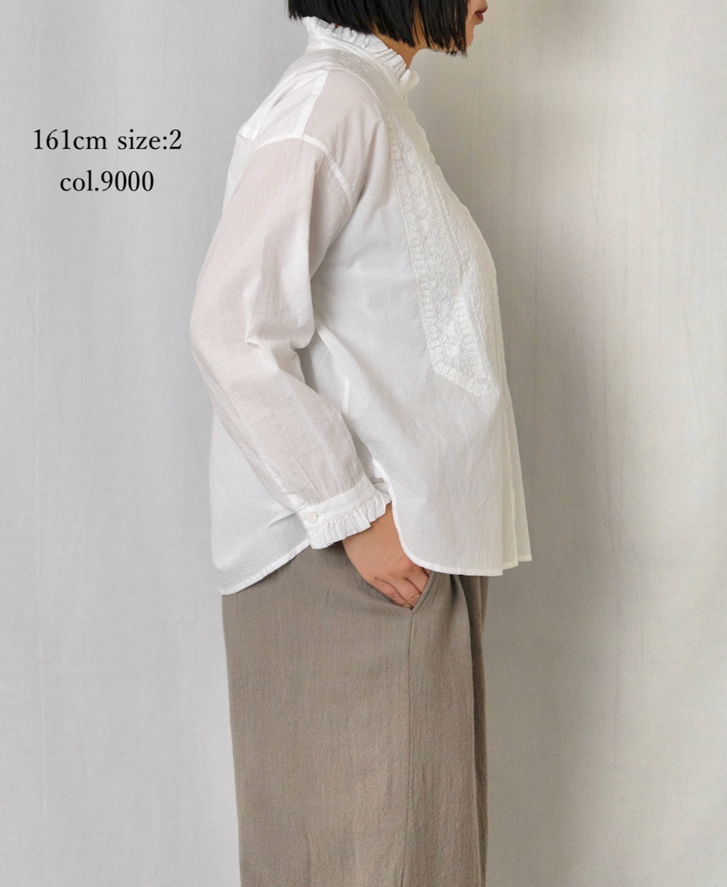 ●NMDS25531(シャツ) 60s ORGANIC CAMBRIC WITH EMB FRILL COLLAR EMB SHIRT