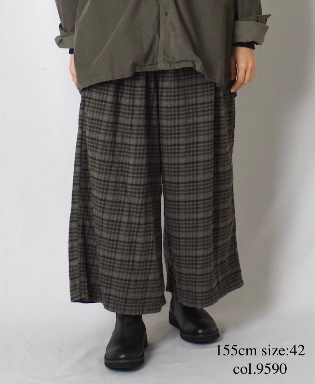 INHT2565CKD(パンツ) COTTON CHECK OVERDYE EASY PANTS
