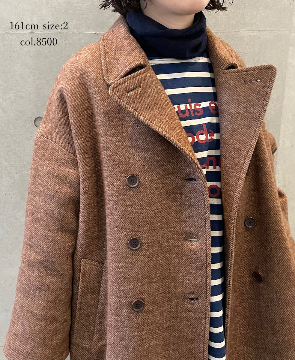 PNAM2551P(コート) WOOL PLAIN OVERSIZE MIDI PEA COAT WITH LINING