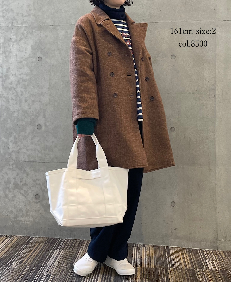 PNAM2551P(コート) WOOL PLAIN OVERSIZE MIDI PEA COAT WITH LINING