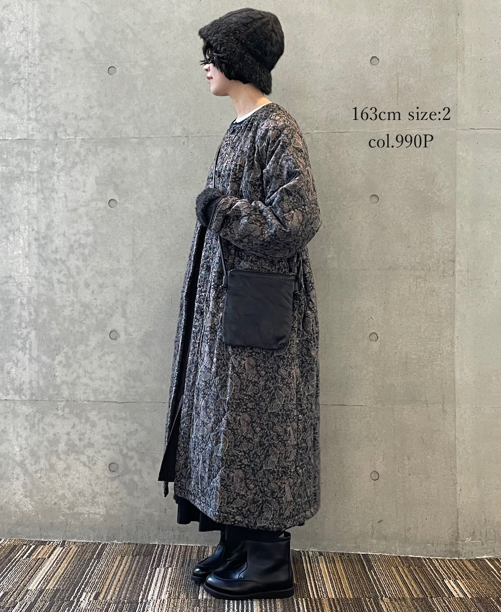 NMDS25571(コート) PADDED BANGALORE SILK PAISLEY PRINT C-NECK FRONT BUTTON COAT