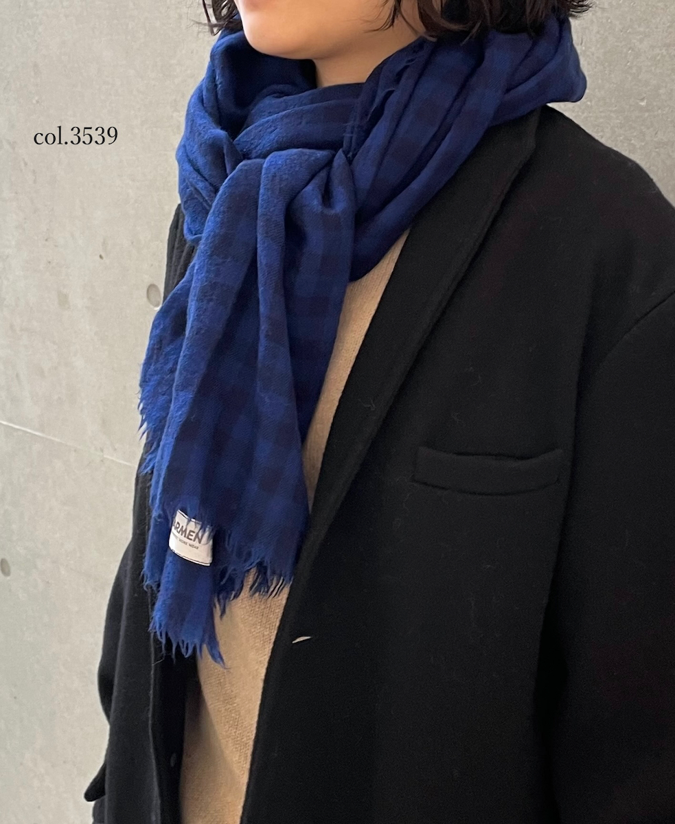 INAM2571(ストール) WOOL GINGHAM LONG STOLE