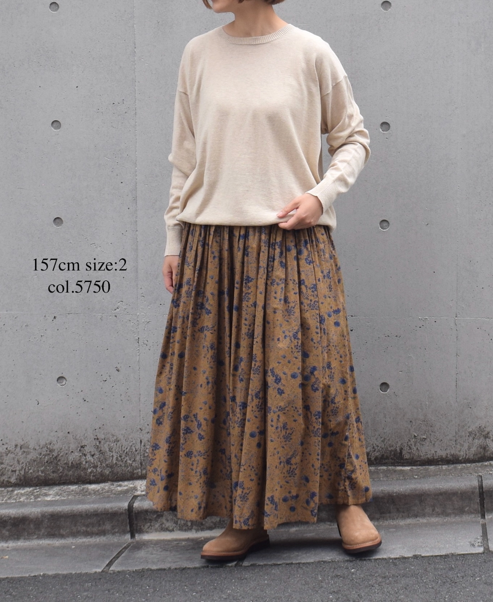 NSL25595(スカート) 60s CAMBRIC FLOWER PRINT GATHERED SKIRT