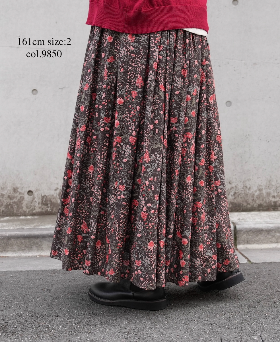 NSL25595(スカート) 60s CAMBRIC FLOWER PRINT GATHERED SKIRT