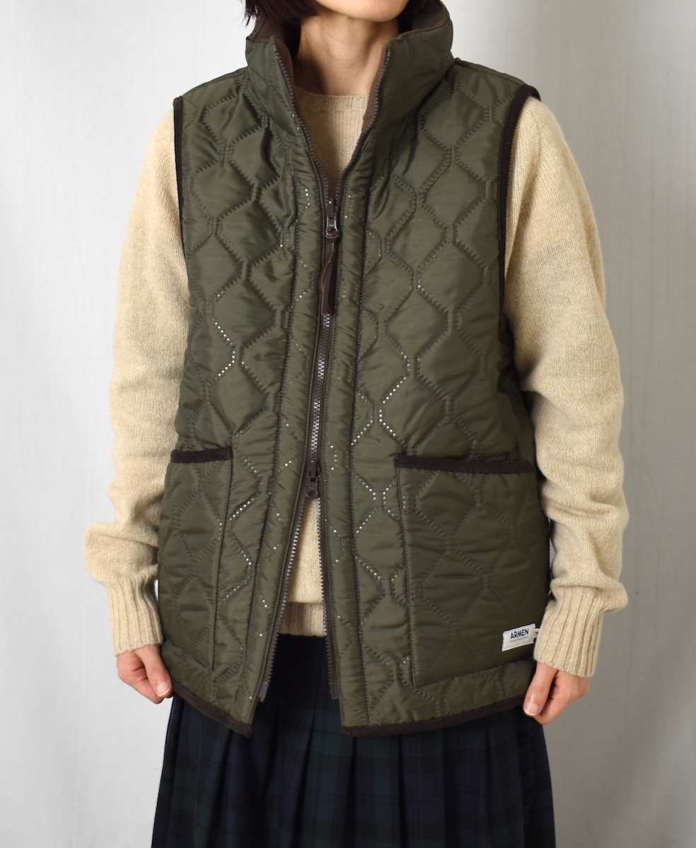 NAM2253 (ベスト) POLYxFLEECE HEAT QUILT HIGH-NECK FULL DOUBLE ZIP-UP REVERSIBLE VEST