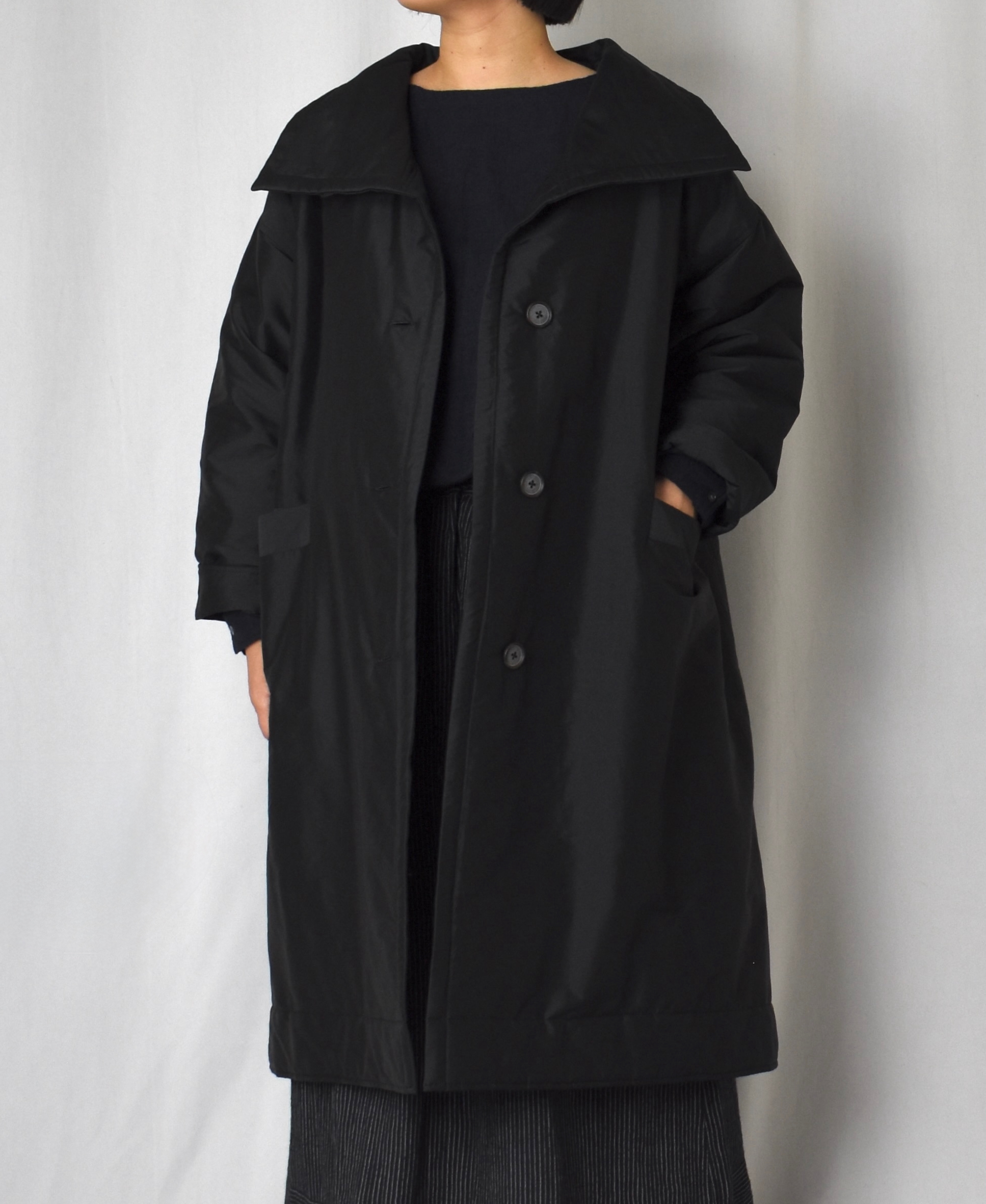 NSL25522(コート)PADDED POLYESTER PLAIN HIGH COLLAR COAT
