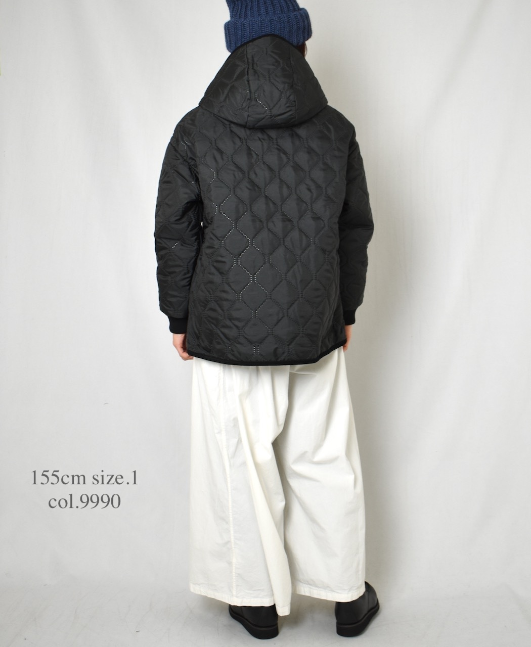 NAM2561PP(ジャケット) PLAIN POLYESTERxPLAIN POLYESTER HEAT QUILT OVERSIZED HOODED JACKET WITH RIBBED CUFF