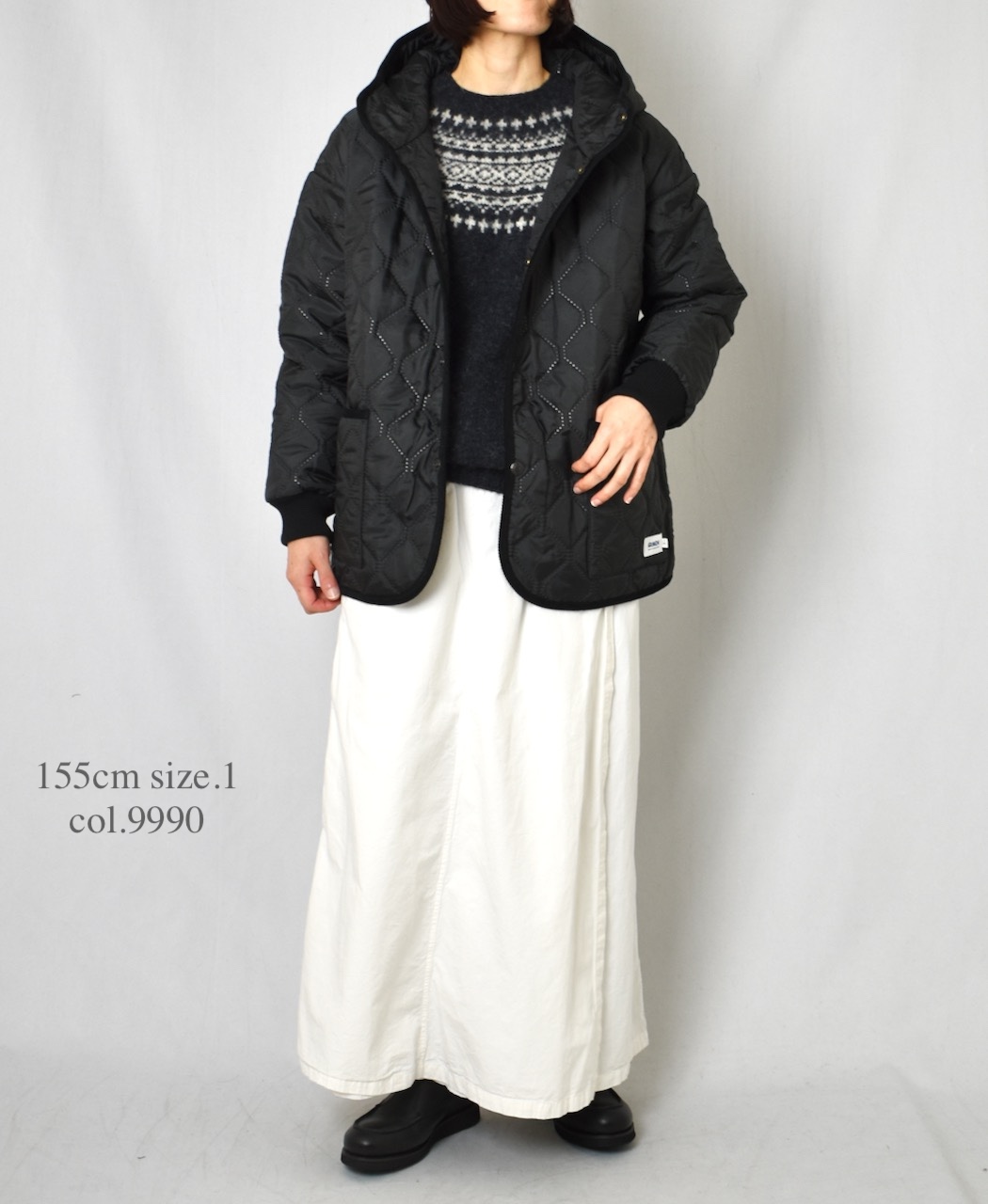 NAM2561PP(ジャケット) PLAIN POLYESTERxPLAIN POLYESTER HEAT QUILT OVERSIZED HOODED JACKET WITH RIBBED CUFF