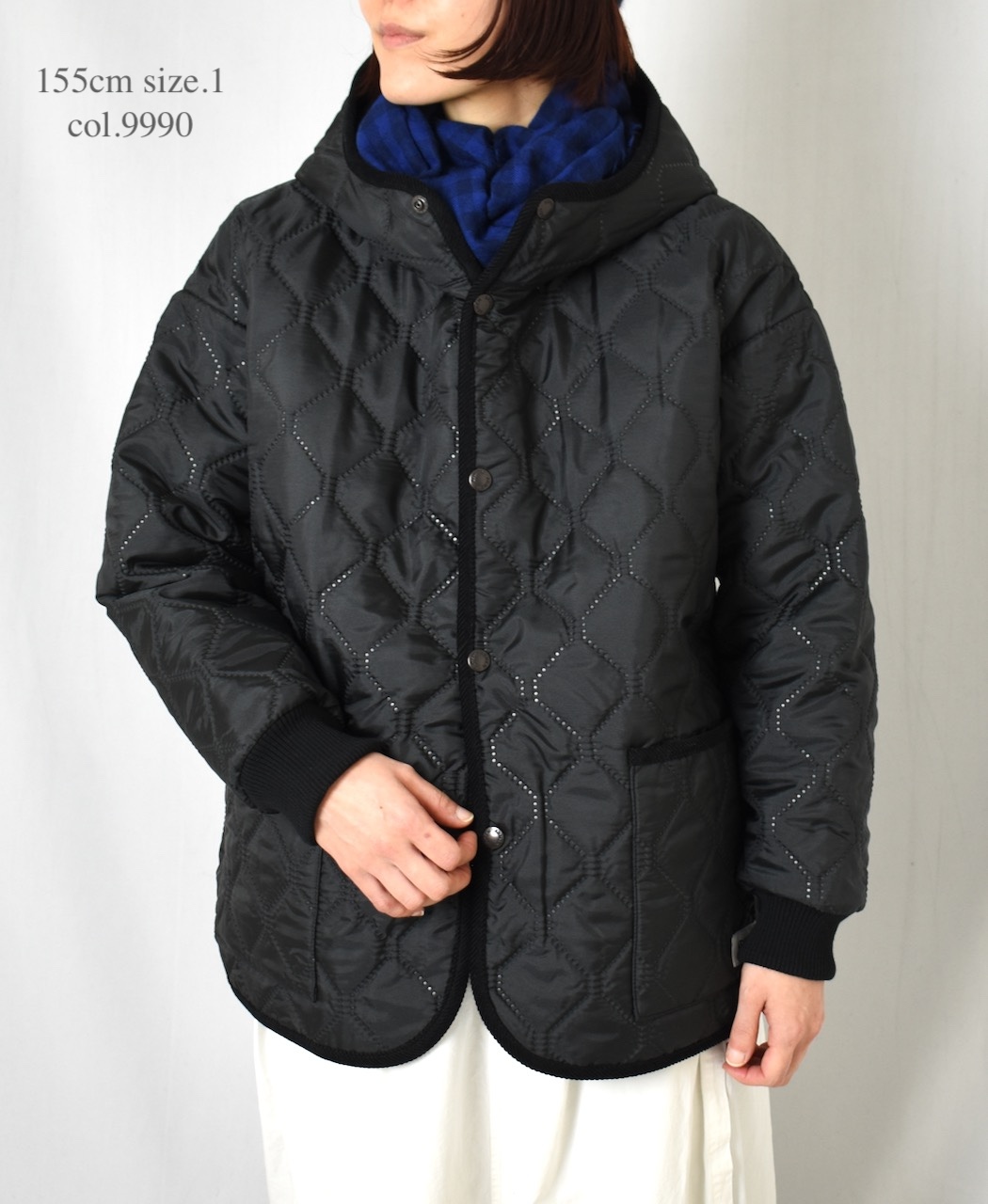 NAM2561PP(ジャケット) PLAIN POLYESTERxPLAIN POLYESTER HEAT QUILT OVERSIZED HOODED JACKET WITH RIBBED CUFF