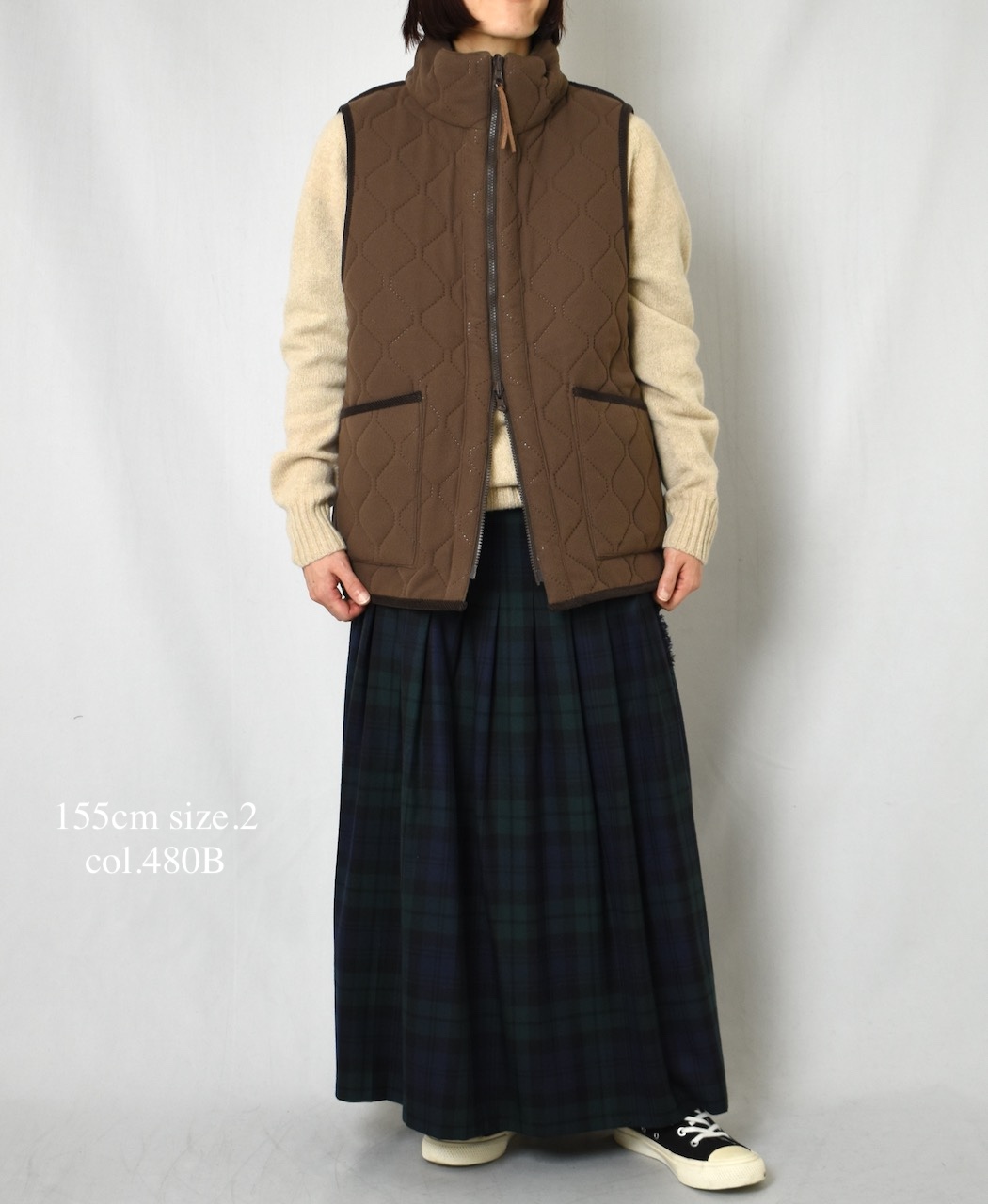 NAM2253 (ベスト) POLYxFLEECE HEAT QUILT HIGH-NECK FULL DOUBLE ZIP-UP REVERSIBLE VEST