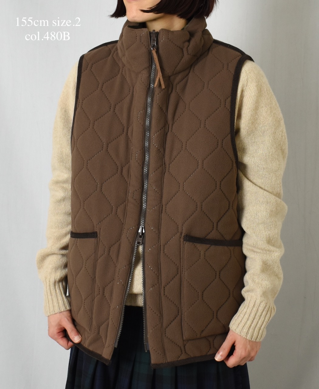NAM2253 (ベスト) POLYxFLEECE HEAT QUILT HIGH-NECK FULL DOUBLE ZIP-UP REVERSIBLE VEST