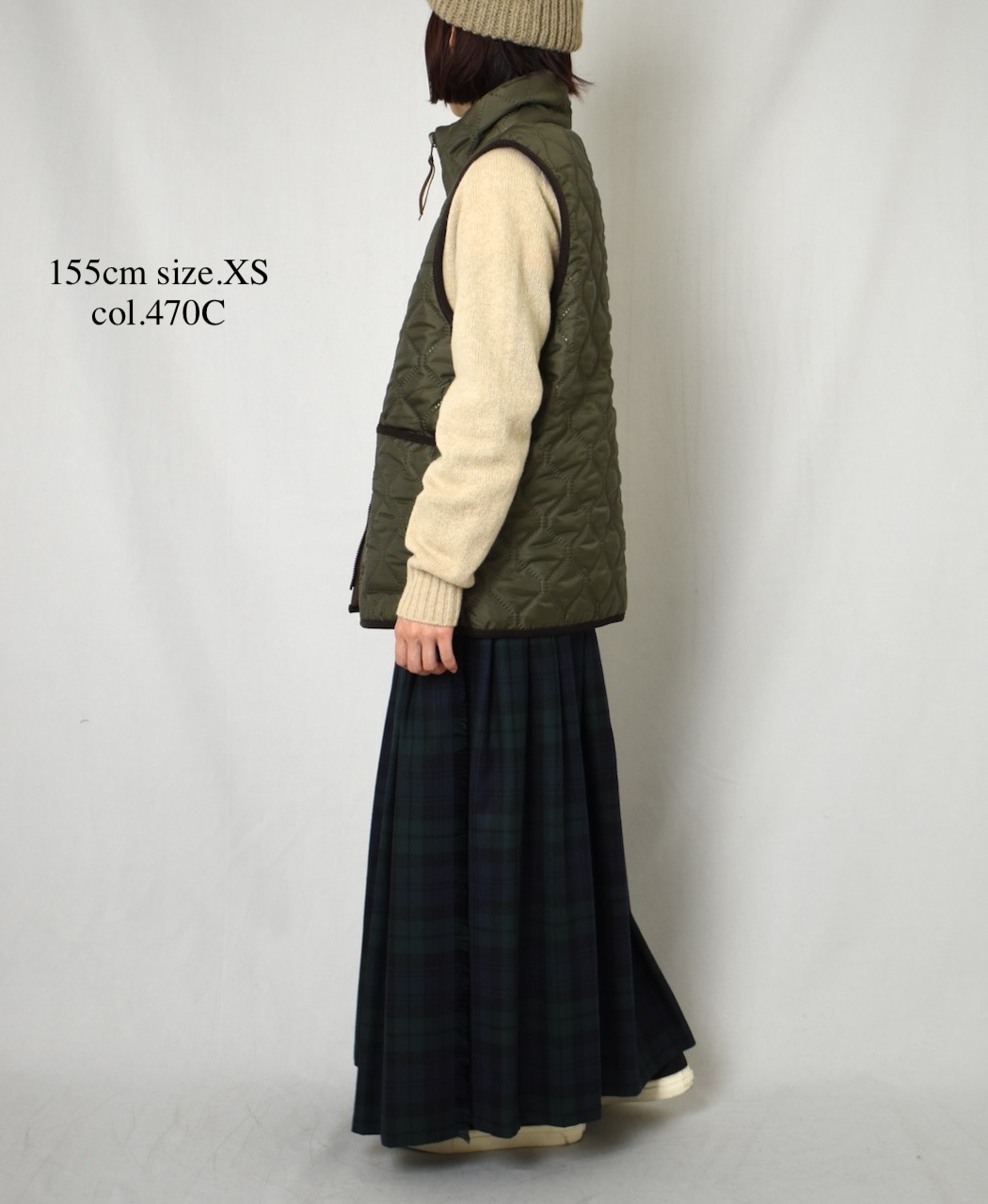 NOD0853 (スカート) WORSTED WOOL LOW WAIST PLEATS WRAP SKIRT LENGTH 80cm (WITH PIN)
