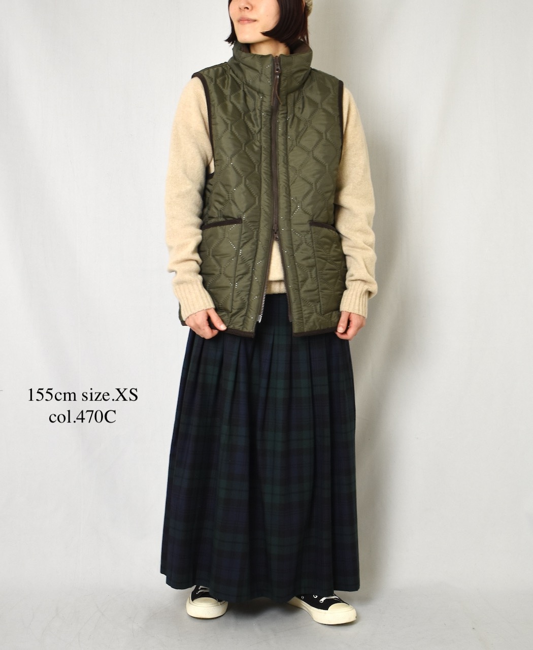 NOD0853 (スカート) WORSTED WOOL LOW WAIST PLEATS WRAP SKIRT LENGTH 80cm (WITH PIN)