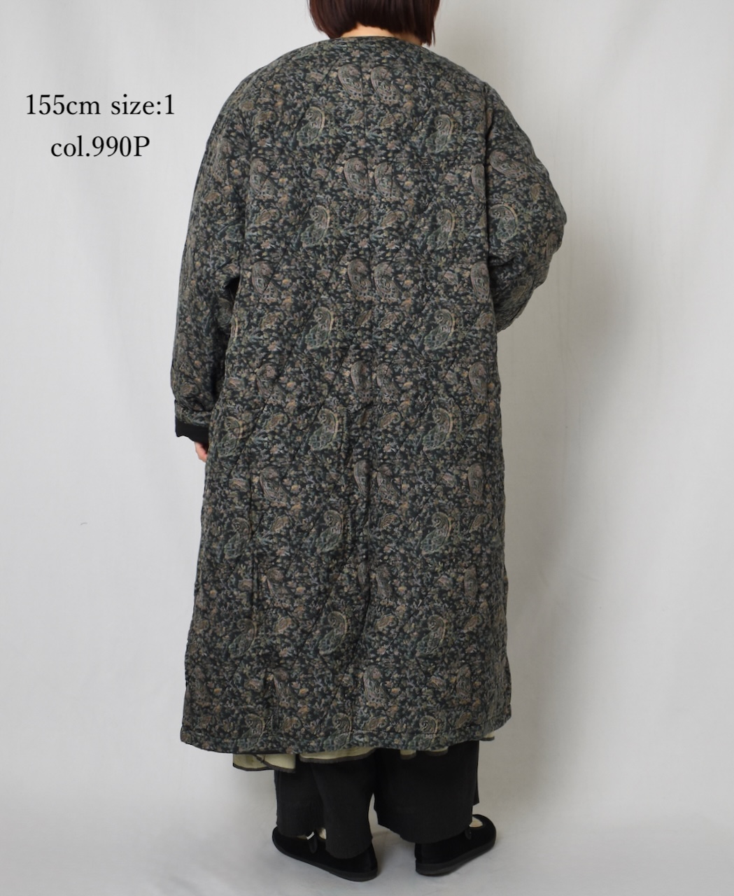 NMDS25571(コート) PADDED BANGALORE SILK PAISLEY PRINT C-NECK FRONT BUTTON COAT